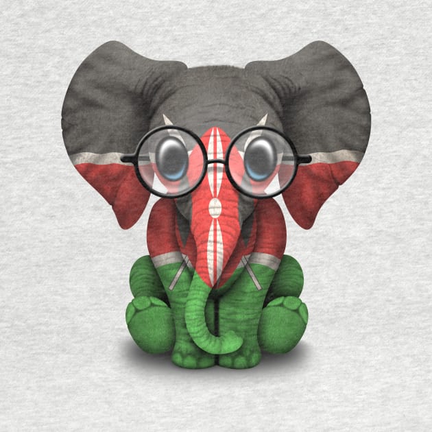 Baby Elephant with Glasses and Kenyan Flag by jeffbartels